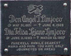 Angel Limjoco Sr.  buried in Lian with his wife Doña Felisa Lejano Limjoco