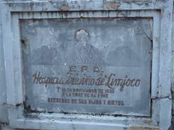 Grave of HospiciaTriviño Limjoco wife of Santiago Limjoco were 10:  Gregorio I, Rosario, Cayo, Casimira, Aleandro, Candelaria, Bonifacio, Angel, Conrado and maybe a Delfin.