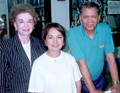 L to R: Helen, Vice President Gloria Macapagal-Arroyo, Ramon A. Limjoco.  At Villamor Golf Club, 1999.