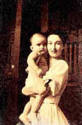 Helen Limjoco holding Randy, her only son in Batangas, Phil., 1947